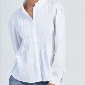 Trovata Birds of Paradis HadleighPintuck Blouse White Size Medium NWT